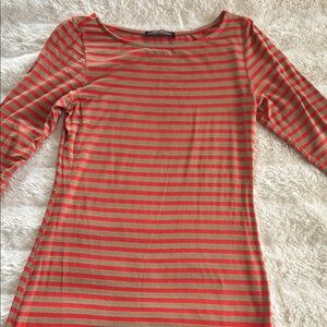 Happening in the Present Red and Tan Striped Long Sleeve Dress